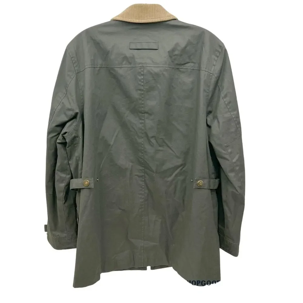 Lauren Ralph Lauren Green Cotton Barn Coat Field Jacket Corduroy Collar Plaid - Picture 5 of 5